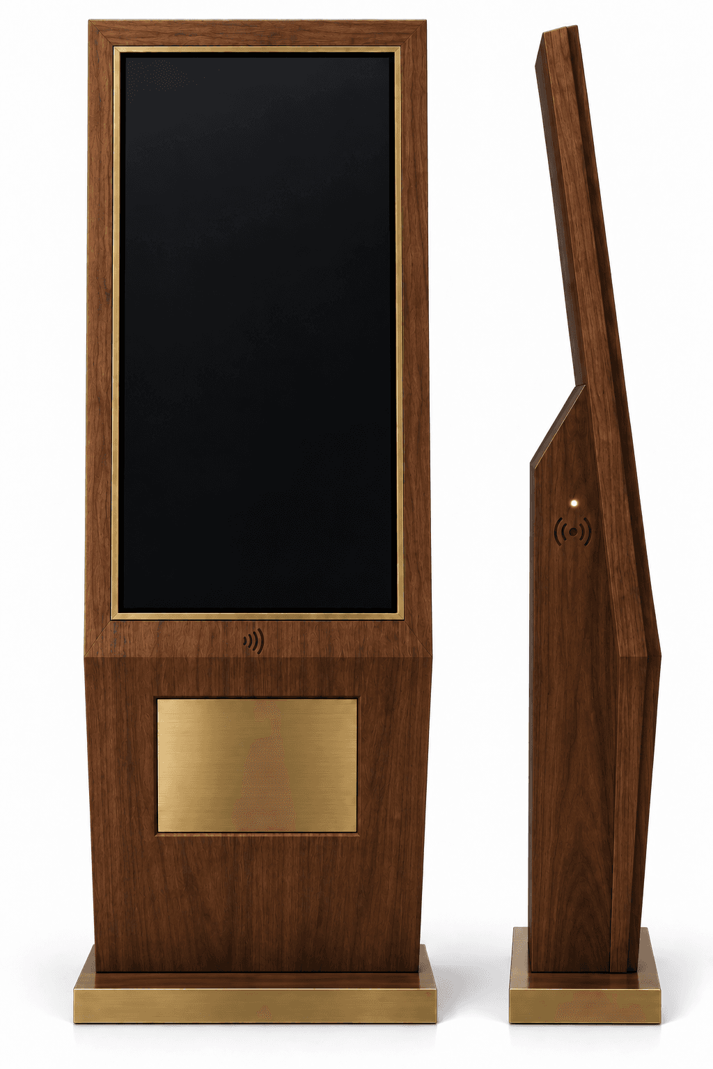 Presence hardwood display with engraved tap points